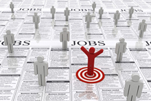 Image depicting a stick figure standing on job listings